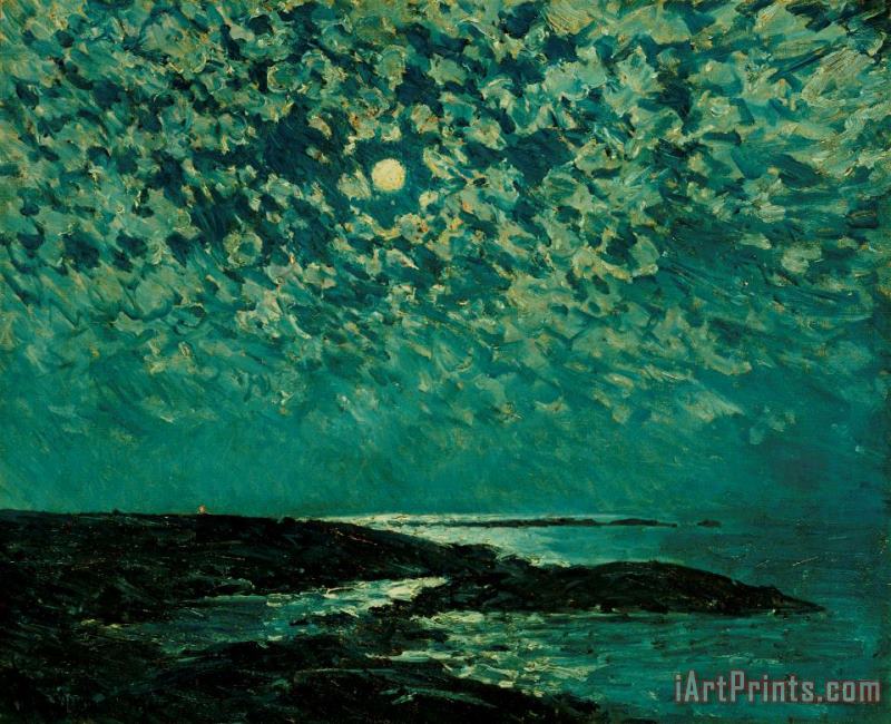 Moonlight painting - Childe Hassam Moonlight Art Print