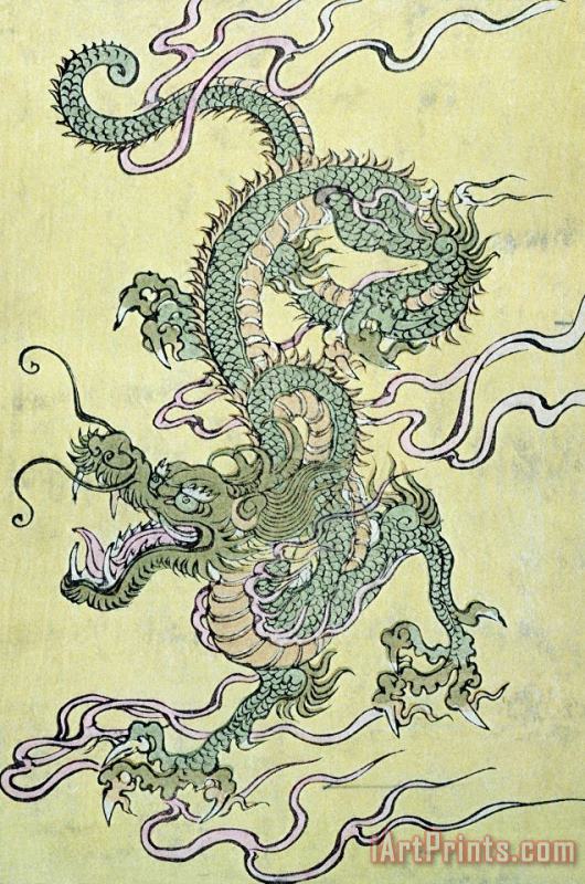 A Chinese Dragon painting - Chinese School A Chinese Dragon Art Print