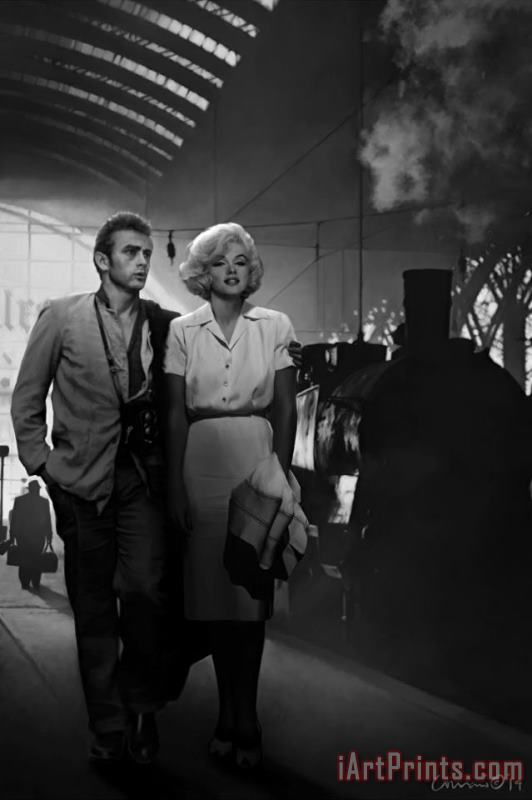 James Dean And Marilyn at The Station painting - chris consani James Dean And Marilyn at The Station Art Print