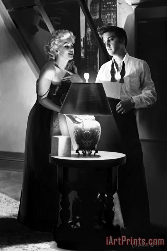 Marilyn And Elvis Penthouse painting - chris consani Marilyn And Elvis Penthouse Art Print