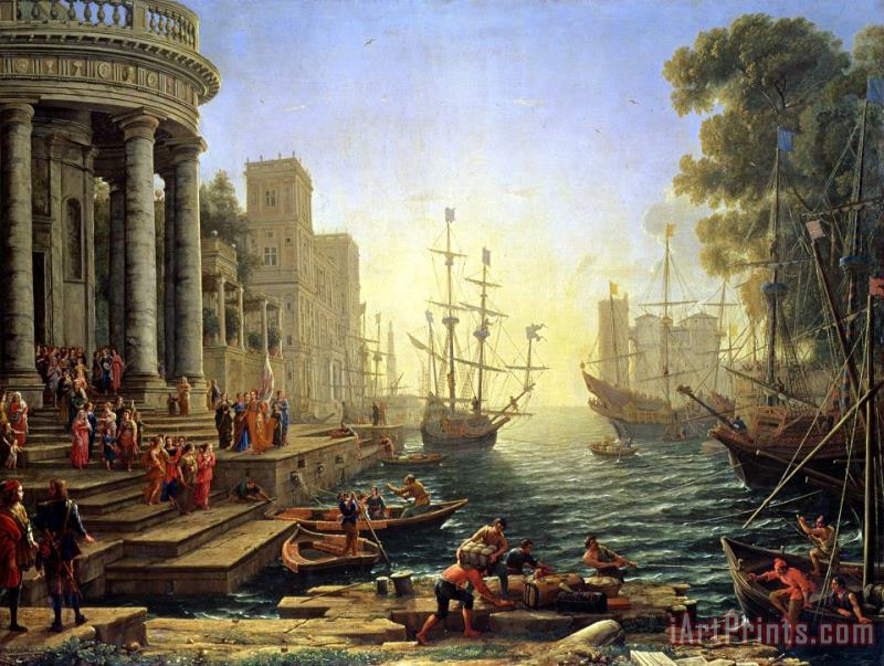 Claude Lorrain Seaport with the Embarkation of Saint Ursula Art Painting