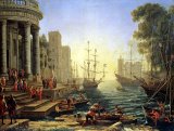 Claude Lorrain - Seaport with the Embarkation of Saint Ursula painting