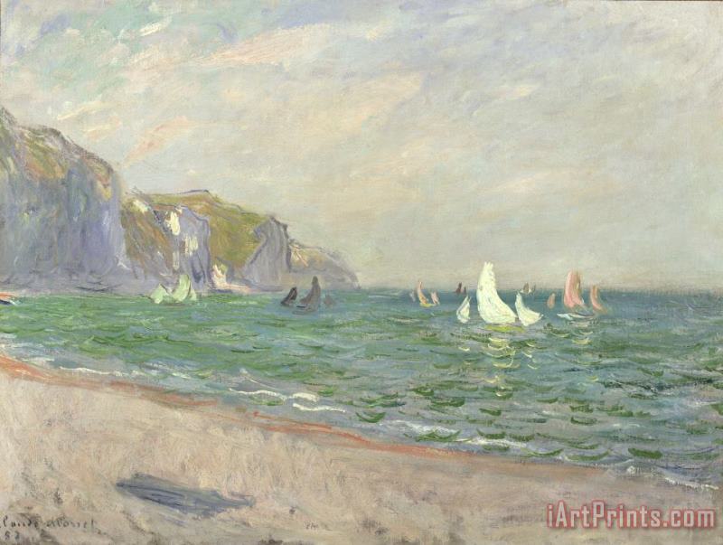 Claude Monet Boats below the Cliffs at Pourville Art Painting