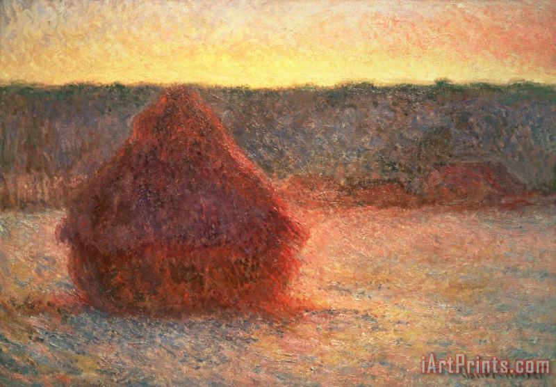 Claude Monet Haystacks at Sunset Art Print