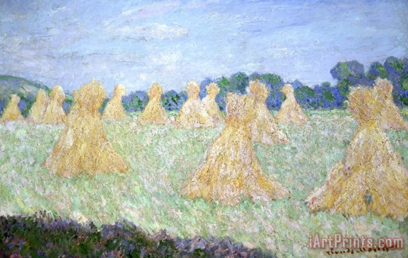 Claude Monet Haystacks The young Ladies of Giverny Sun Effect Art Painting