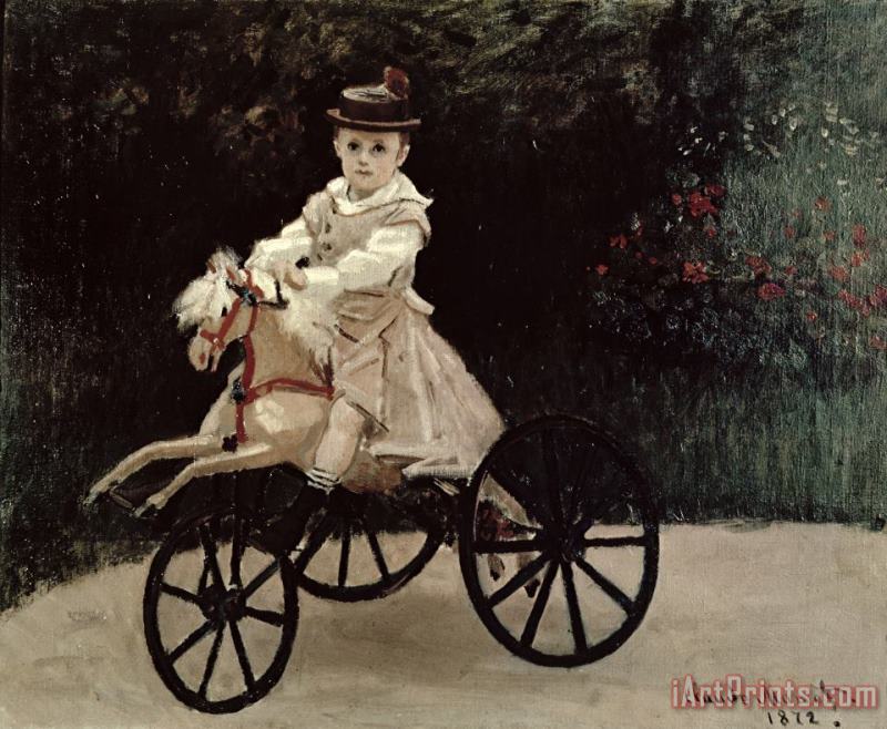 Jean Monet on his Hobby Horse painting - Claude Monet Jean Monet on his Hobby Horse Art Print