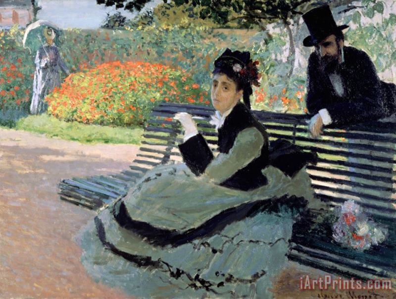 Claude Monet Madame Monet on a Garden Bench Art Painting
