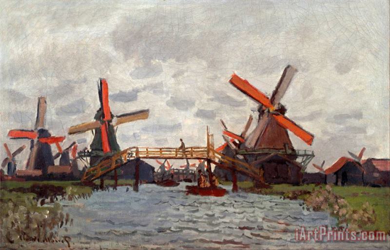Claude Monet Mills at Westzijderveld Near Zaandam Art Print