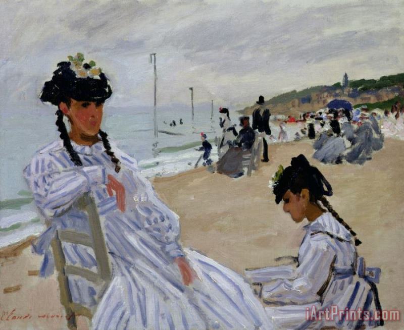 Claude Monet On the Beach at Trouville Art Painting