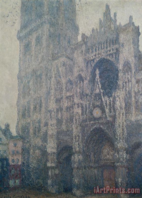 Claude Monet Rouen Cathedral West Portal Grey Weather Art Print
