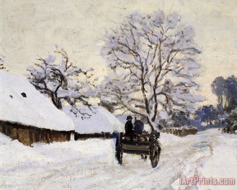 The Carriage- The Road To Honfleur Under Snow painting - Claude Monet The Carriage- The Road To Honfleur Under Snow Art Print