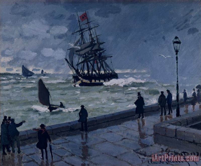 Claude Monet The Jetty at Le Havre in Bad Weather Art Painting