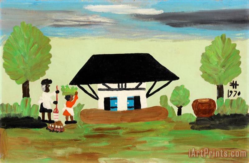 African House, 1970 painting - Clementine Hunter African House, 1970 Art Print