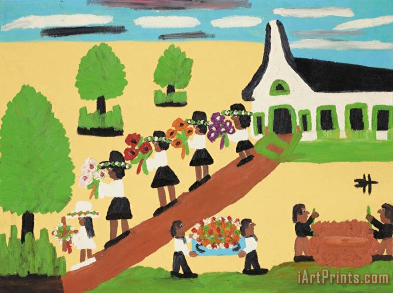 Clementine Hunter Funeral, Early 1970s Art Painting