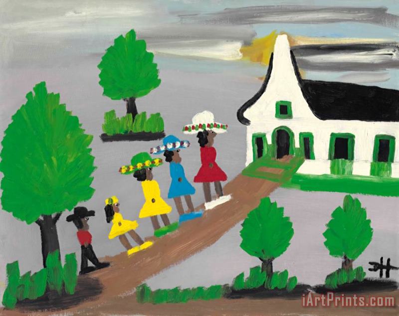 Going to Church, Circa 1960 painting - Clementine Hunter Going to Church, Circa 1960 Art Print