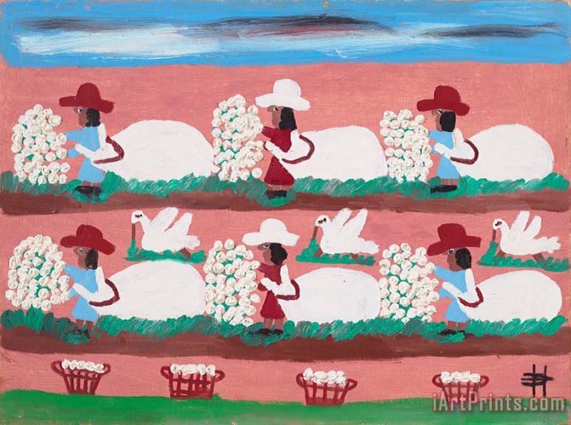 Clementine Hunter Picking Cotton, 1973 Art Painting