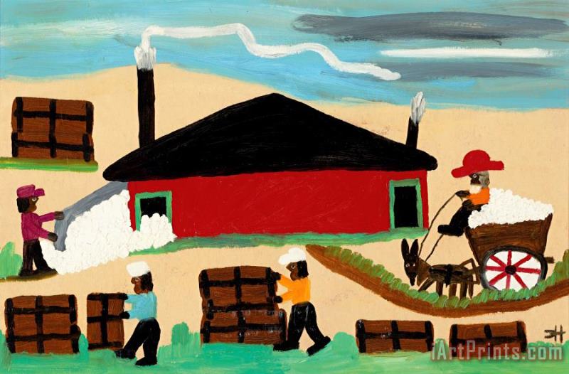 The Cotton Gin, 1965 painting - Clementine Hunter The Cotton Gin, 1965 Art Print