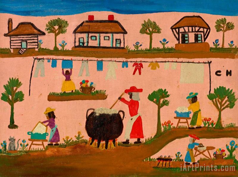 Clementine Hunter Wash Day, Melrose Art Painting