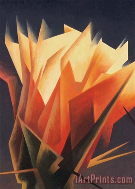 Ed Mell Cactus Flower painting - Collection Ed Mell Cactus Flower Art Print