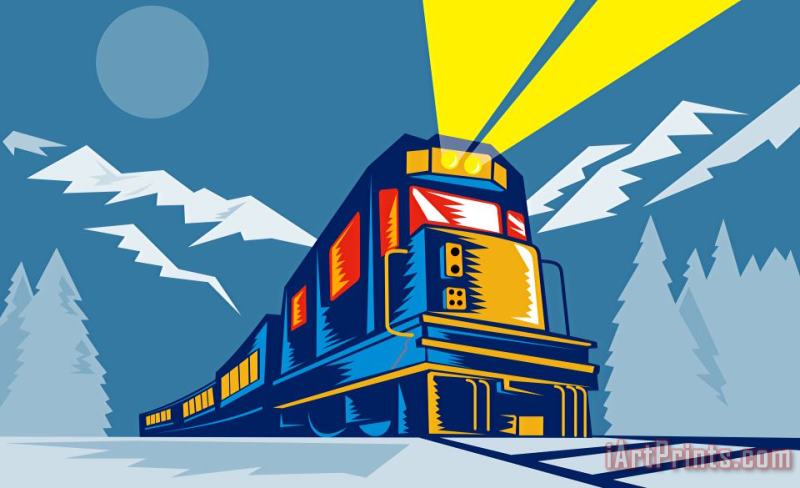 Diesel train winter painting - Collection 10 Diesel train winter Art Print