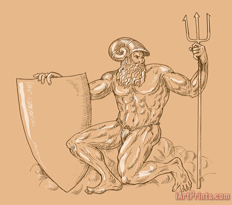 God Neptune or poseidon painting - Collection 10 God Neptune or poseidon Art Print