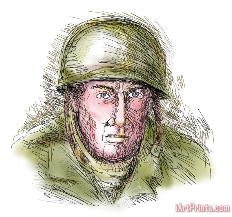 Gritty World war two soldier painting - Collection 10 Gritty World war two soldier Art Print