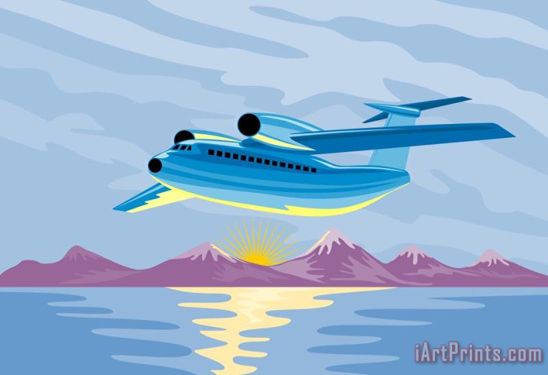 Retro Airliner flying painting - Collection 10 Retro Airliner flying Art Print