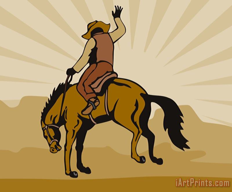 Rodeo Cowboy Bucking Bronco painting - Collection 10 Rodeo Cowboy Bucking Bronco Art Print