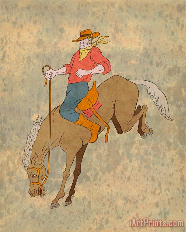 Collection 10 Rodeo Cowboy Riding Bucking Horse Bronco Art Painting