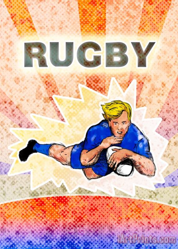 Collection 10 Rugby player diving to score a try Art Print