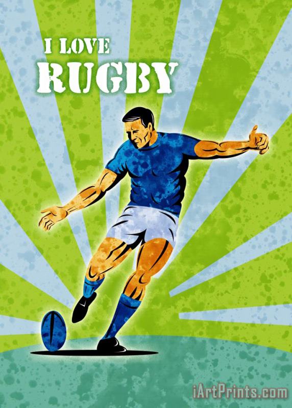 Collection 10 Rugby Player Kicking The Ball Art Print