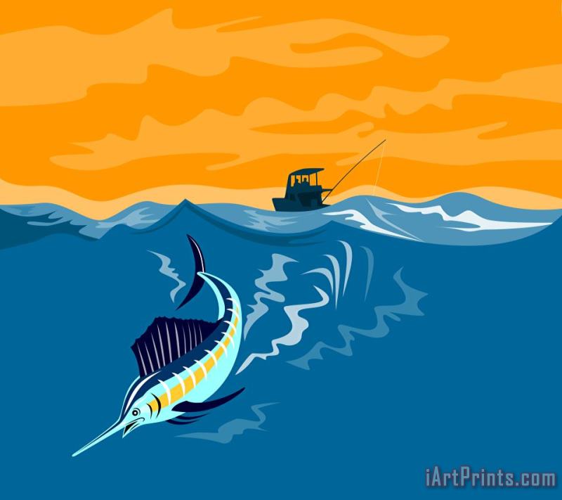 Sailfish fishing boat painting - Collection 10 Sailfish fishing boat Art Print