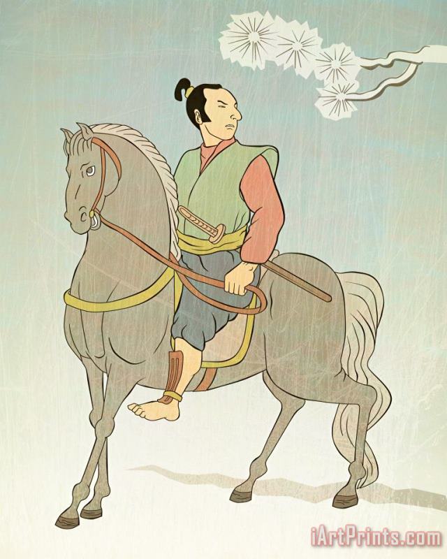 Collection 10 Samurai warrior riding horse Art Painting