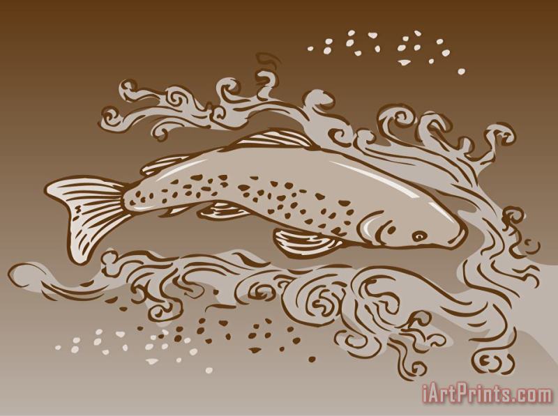 Collection 10 Speckled Trout Fish Art Painting