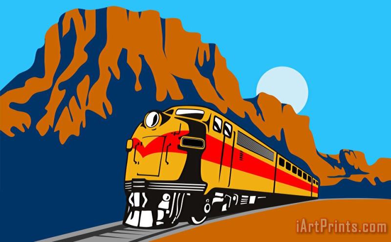 Collection 10 Train traveling with canyon Art Print