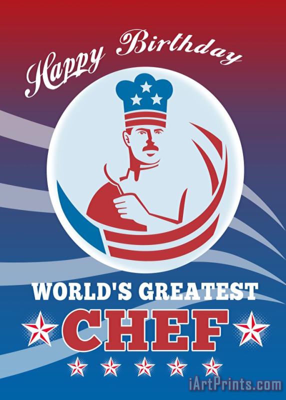 Collection 10 World's Greatest Chef Happy Birthday Greeting Card Poster Art Painting