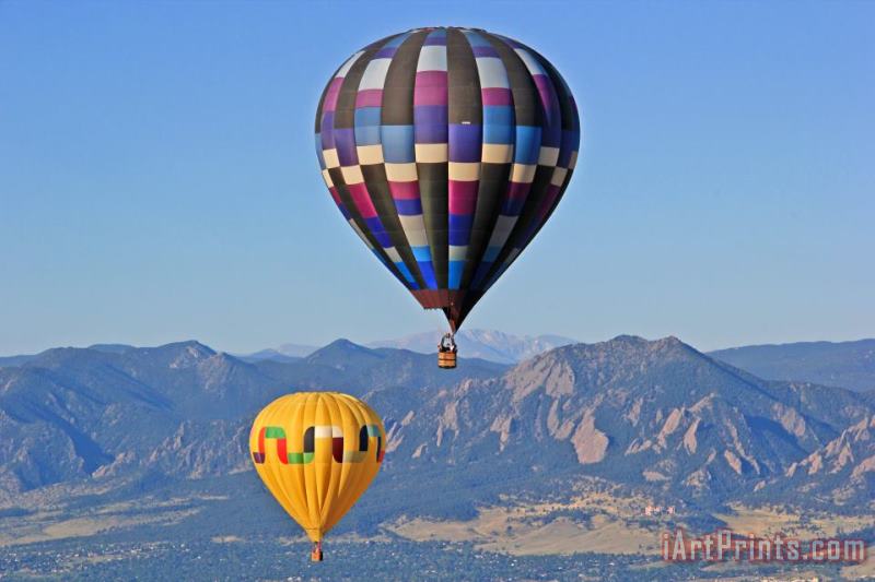 2 Balloons Flying Over the Flatirons painting - Collection 14 2 Balloons Flying Over the Flatirons Art Print