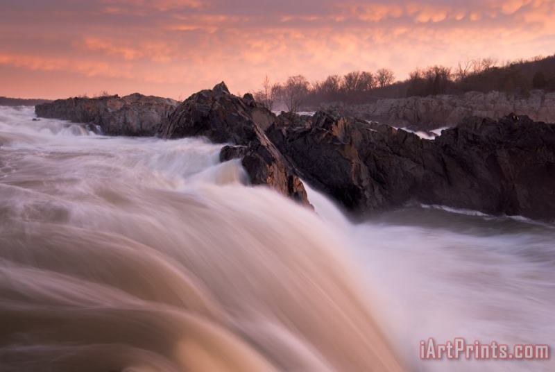 First Light Great Falls painting - Collection 3 First Light Great Falls Art Print