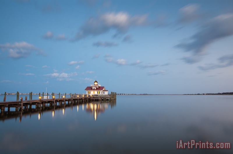 Collection 3 Roanoke Marshes OBX Lighthouse Blue Hour Dusk Art Print