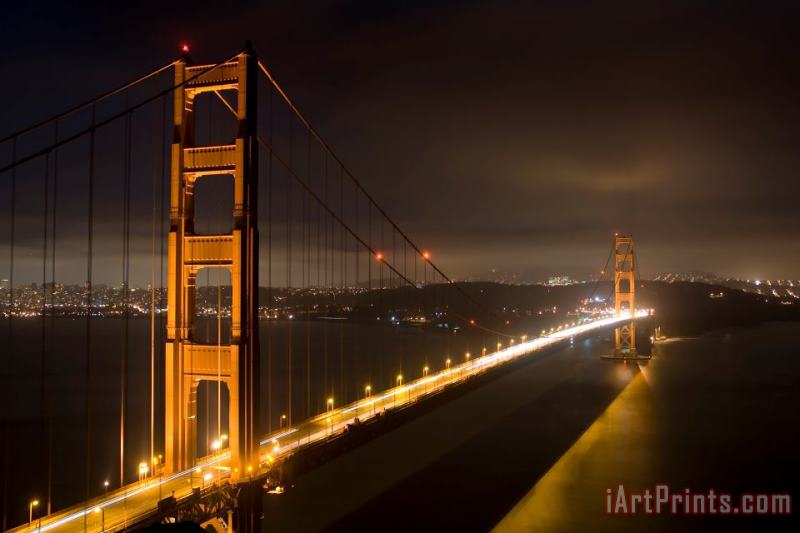 Golden Gate at night painting - Collection 6 Golden Gate at night Art Print