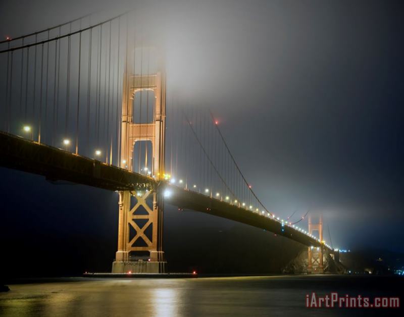 Golden Gate Bridge at Night painting - Collection 6 Golden Gate Bridge at Night Art Print