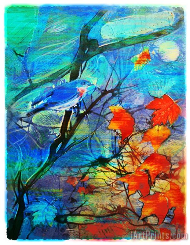 Autumn Bluebird painting - Collection 8 Autumn Bluebird Art Print
