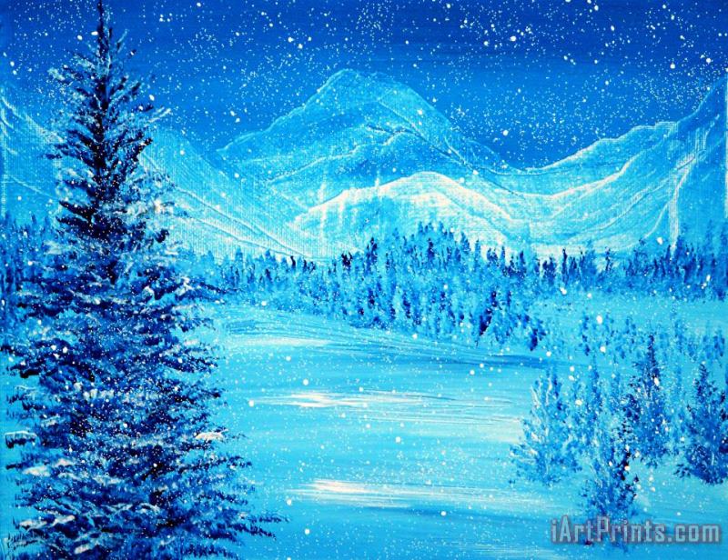 Blue Winter painting - Collection 9 Blue Winter Art Print