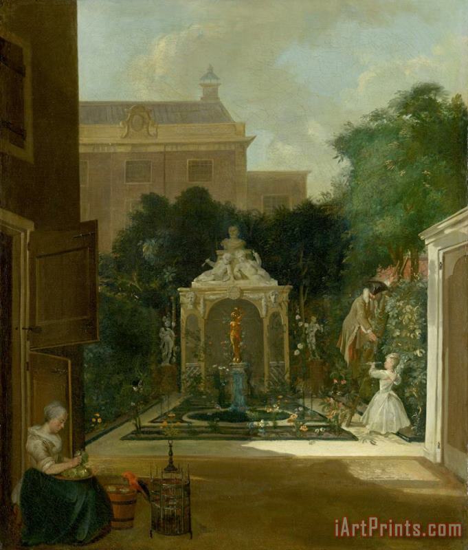 An Amsterdam Canal House Garden painting - Cornelis Troost An Amsterdam Canal House Garden Art Print