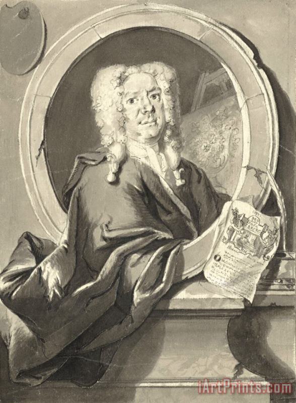 Cornelis Troost Portret Van Jacob Campo Weyerman in Medaillon Art Print
