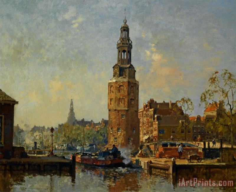 Cornelis Vreedenburgh A View of The Montelbaanstoren Amsterdam Art Print