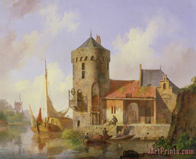 Cornelius Springer On the Rhine Art Painting