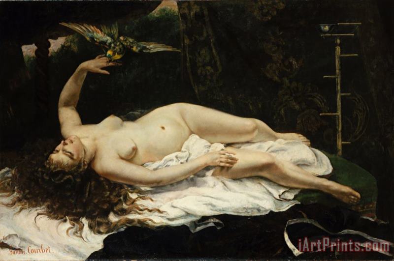 Courbet, Gustave Woman with a Parrot Art Painting