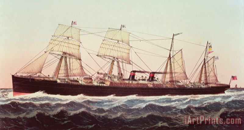 Guion Line Steampship Arizona Of The Greyhound Fleet painting - Currier and Ives Guion Line Steampship Arizona Of The Greyhound Fleet Art Print