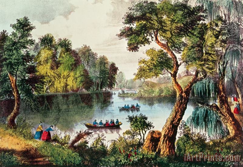 Currier and Ives Mill Cove Lake Art Print